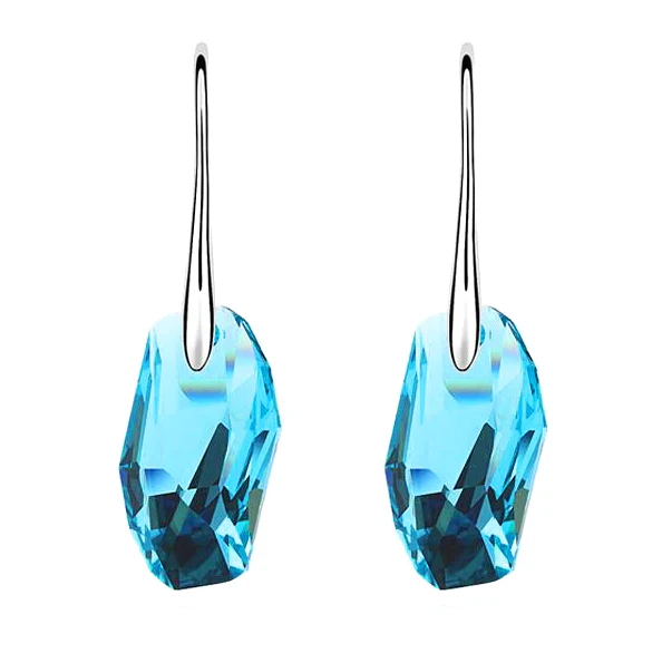 Женские длинные серьги капли с австрийскими кристаллами Swarovski цвет белый золотой