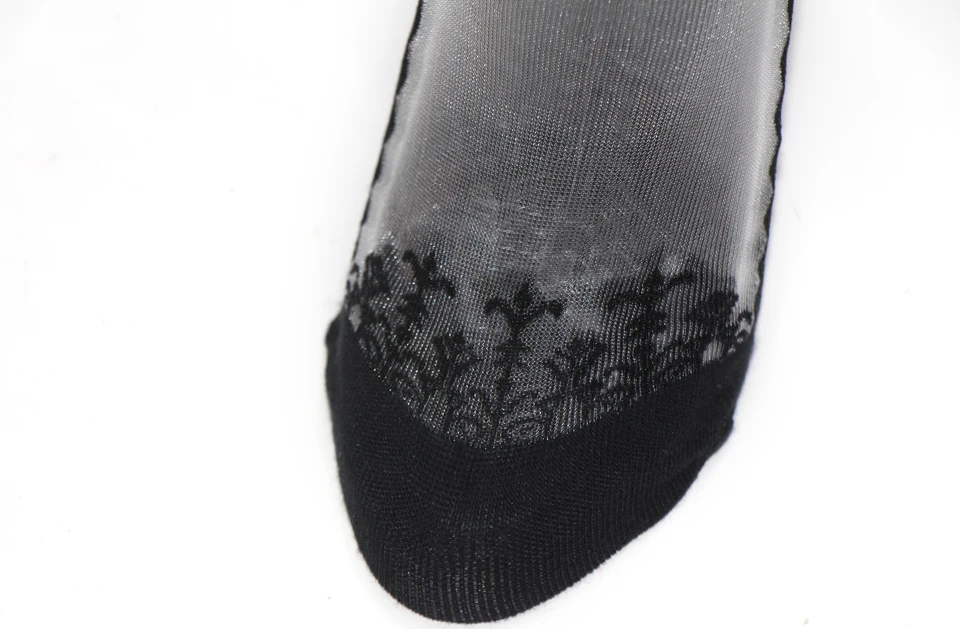 Лето Осень женские хлопковые нижние ультратонкие носки кружевные прозрачные Нескользящие дышащие модный хрусталь стеклянные стелс-носки