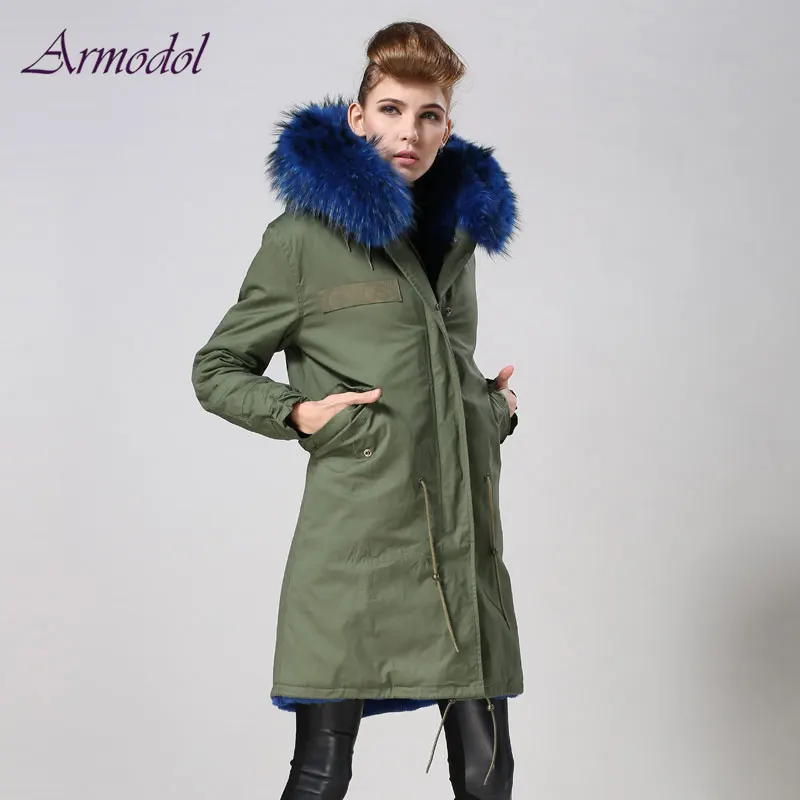 Special Price Winter Women Blue Real Fox Fur Female Jacket Mrs Brand Jacket with Big Raccoon Hood Collar Factory Price Good quality