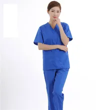 Короткий рукав v-образным вырезом больничный набор инструментов для медицинской обработки хирургическая Униформа Женщины доктора врачебные униформы