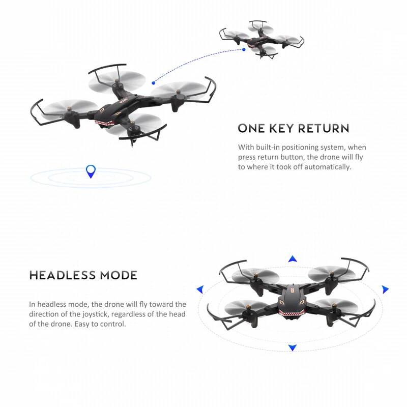 VISUO XS809S 2.0MP широкоугольная камера Wifi FPV складной Дрон один ключ возврат высоты удерживающий g-сенсор Квадрокоптер RC игрушки в подарок