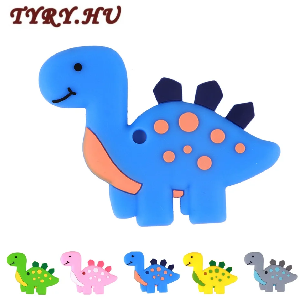 

TYRY.HU 5pcs Baby Teether Cute Dinosaur Cartoon Animal Teething Chew Toddler Toy BPA Free Silicone Nursing Pendant DIY Gift