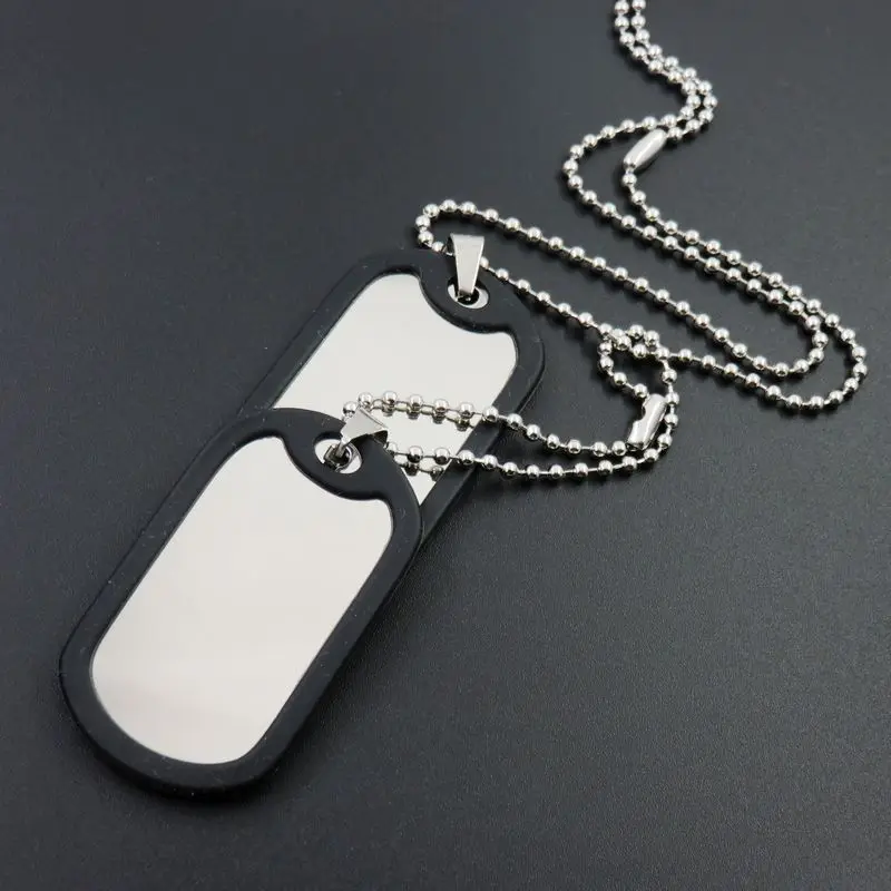 HALAMAKA ювелирные изделия пустые из нержавеющей стали Dogtags с оболочкой глушитель защиты армейские украшения 28 мм* 49 мм метки 60 см цепи