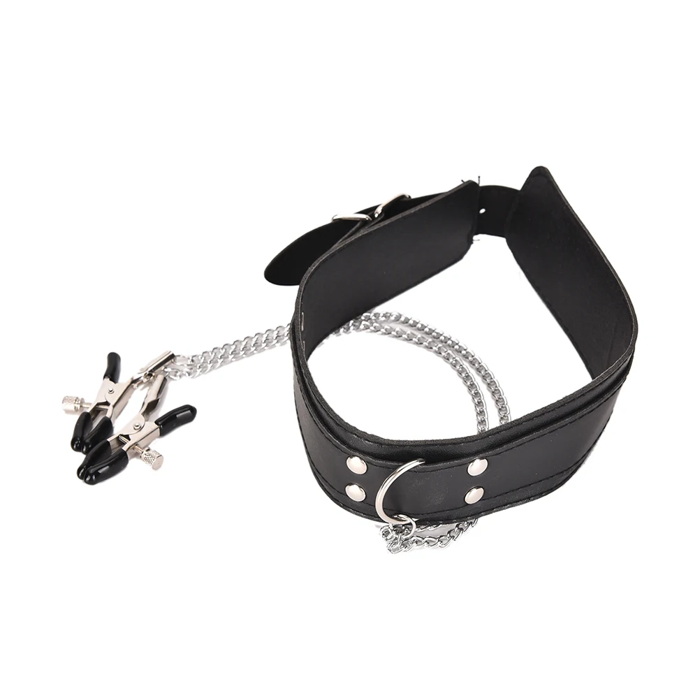 New 1pc Collar & Nipple Clamps Women Leather Necklace For Couples Exotic Accessories