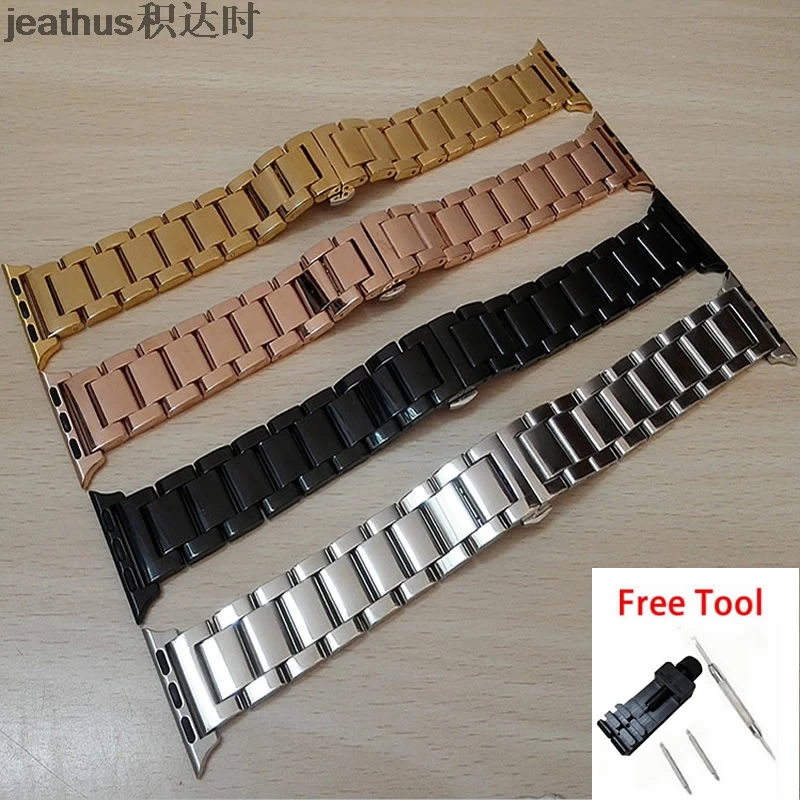 Ремешок для часов jeathus apple watch Series 1 2 3 спортивный мужской браслет из нержавеющей