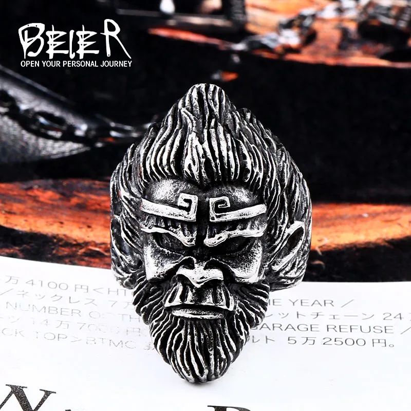 buy Beier new store 316L Stainless Steel china WU KONG ring for men King Kung Fu High quality jewelry LLBR8 568R