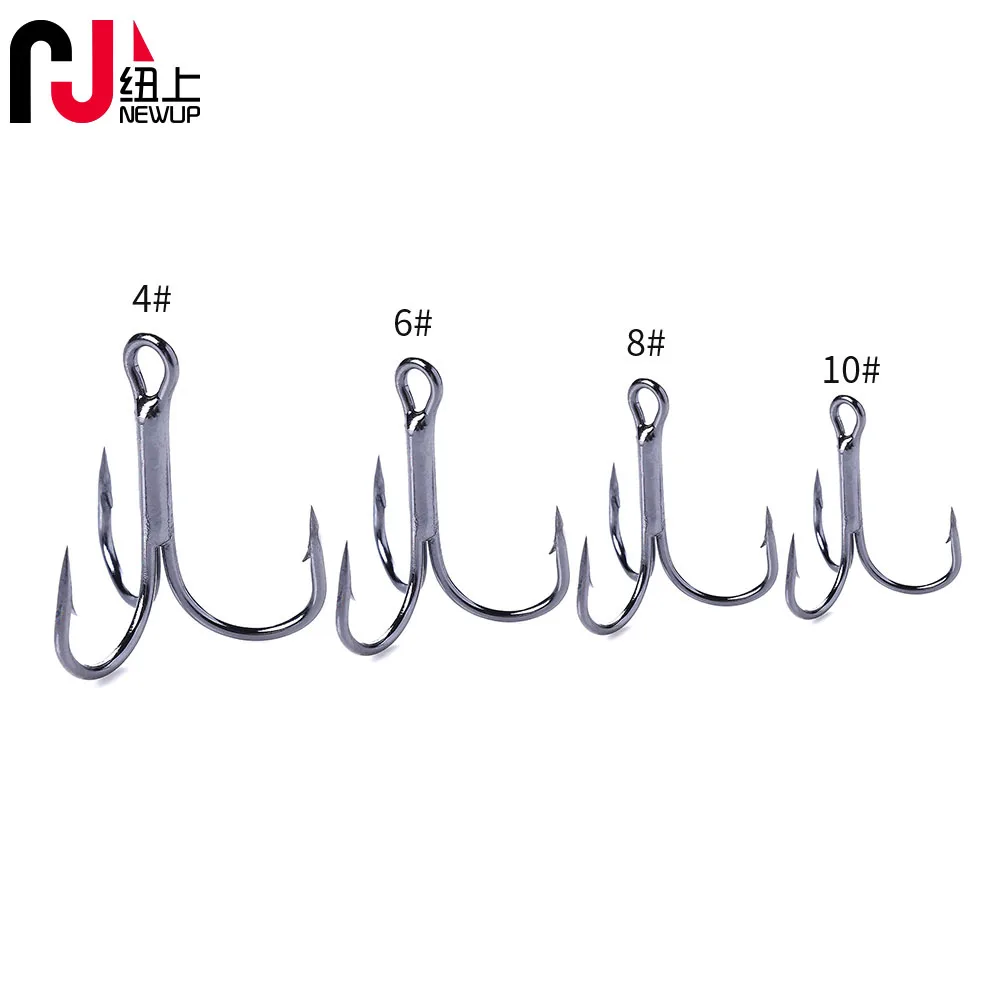 

NEWUP Fishing Hook 20pcs/lot High Carbon Treble Hooks Super Sharp solid size 4 Triple Barbed Steel Fish hook For fishing tackle