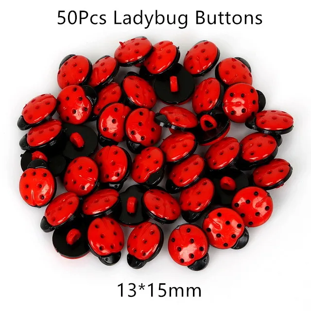 

50Pcs 13x15x8mm Mix Color Red Ladybug Plastic Buttons DIY Kid's Appliques Craft Sewing Buttons