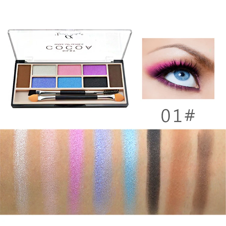 LOVE ALPHA 6 Color Eye Shadow + 2 Color Eyebrow Powder Glitter Matte Professional Makeup Palette With Makeup Brushes & Tools (8)
