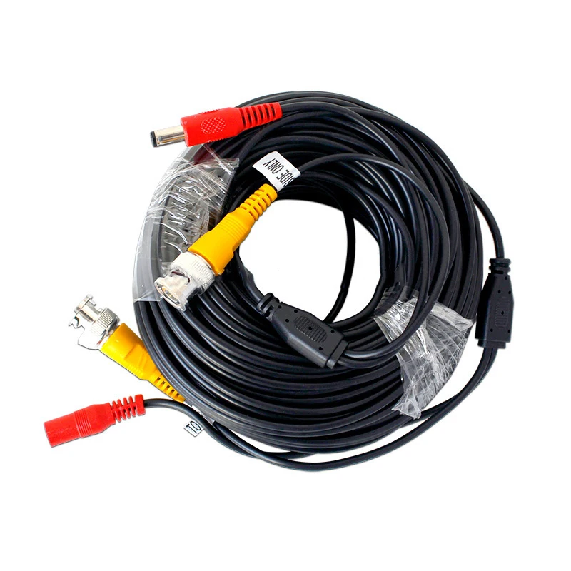 50 м кабель видеонаблюдения BNC + DC штекер кабеля для камеры видеонаблюдения и DVRs черный цвет коаксиальный кабель Бесплатная доставка