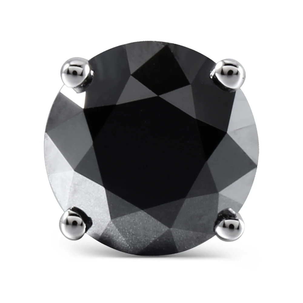 DovEggs Стерлинговое Серебро 925 пробы 2ctw 6,5 мм черные круглые серьги-гвоздики с муассанитом и бриллиантами для женщин ювелирные изделия
