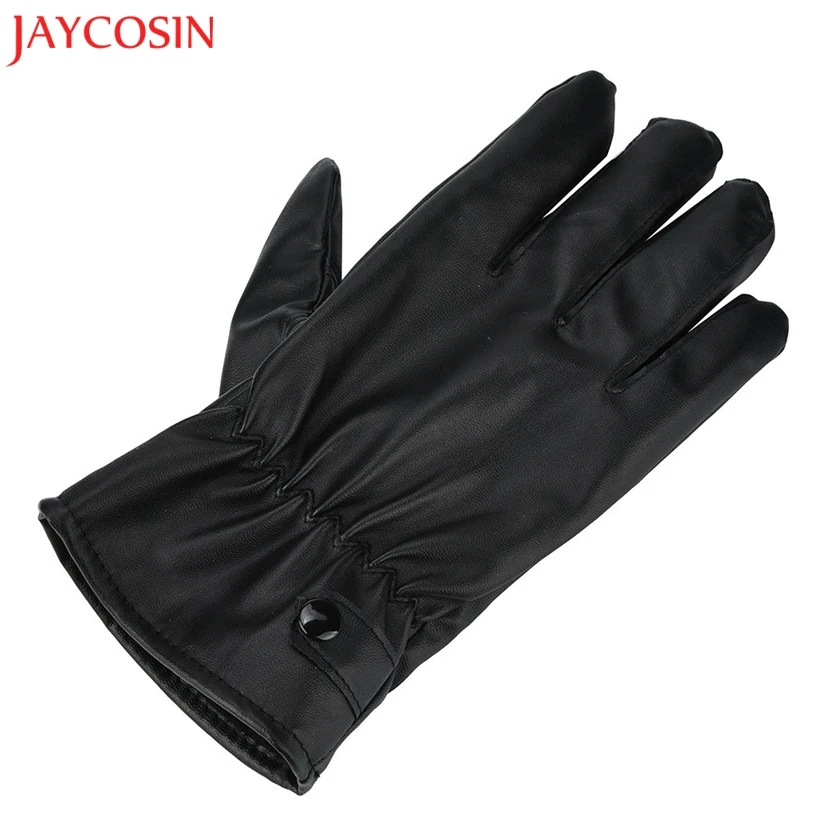 Мужские перчатки JAYCOSIN из натуральной овечьей кожи черные для сенсорного экрана