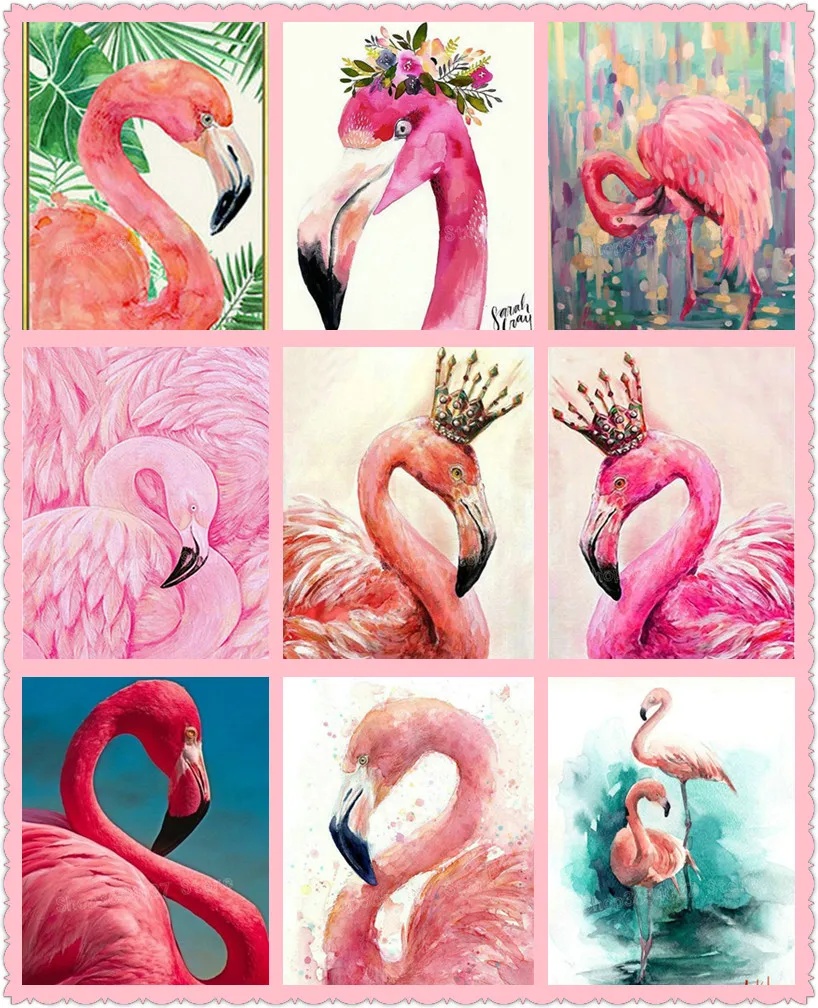 

Full square / round drill 5d diy diamond painting "flamingo" rhinestone 3d diamond embroidery mosaic bird