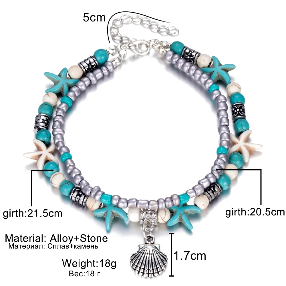 KISSWIFE Vintage Shell Beads Anklets For Women New Multi Layer Anklet Leg Bracelet Bohemian Beach Ankle Chain Jewelry Gift - Image 5
