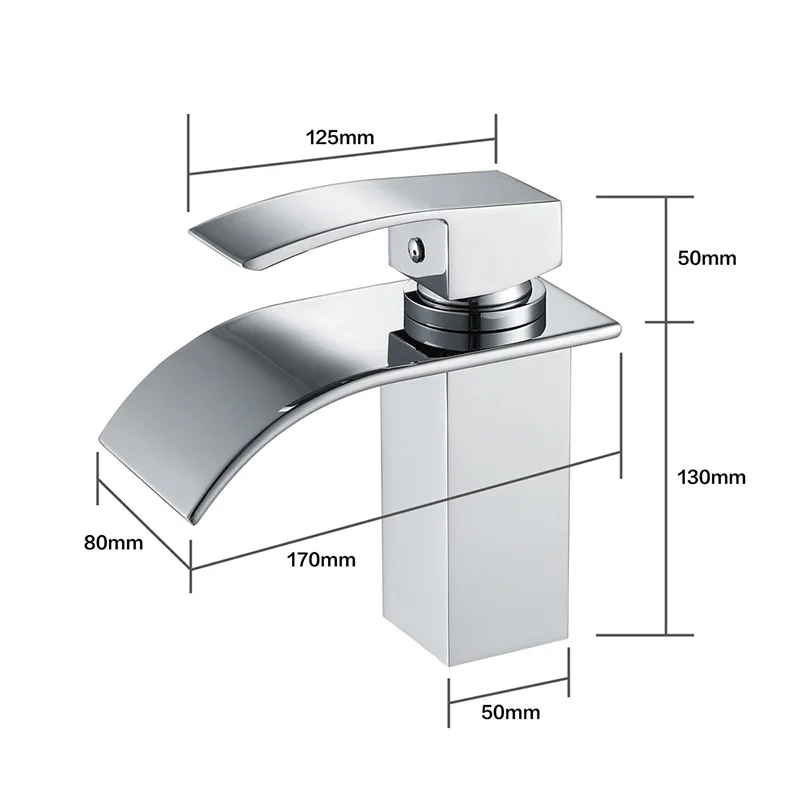 Bathroom Basin Sink Faucet Waterfall Basin Taps Chrome Polish Single Handle Single Hole Mixer Tap Deck Mounted