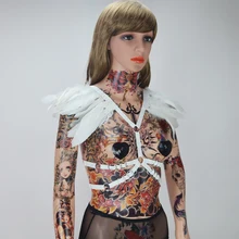 Harajuku гот Перо Болеро Жгут Бюстгальтер Перо крылья Средства ухода за кожей жгут погоны Стильный плеча клетка бюстгальтер Растениеводство Топ фетиш одежда o0233