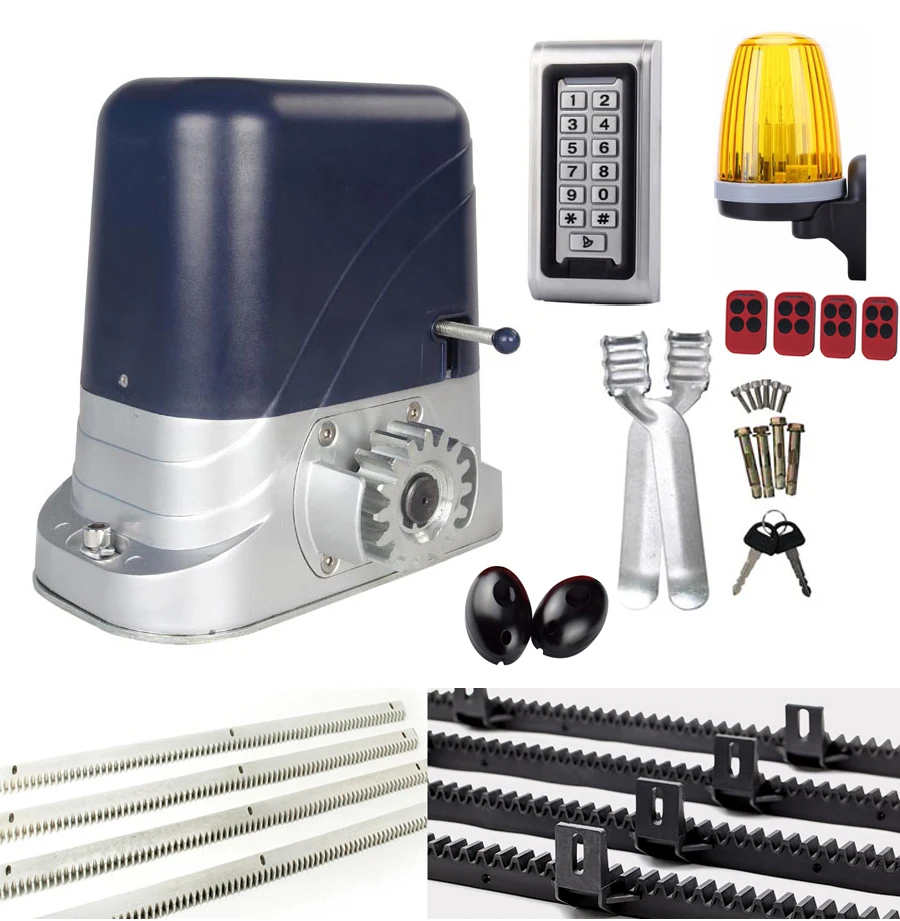 

800kgs Electric Steel Gate Motors remote control sliding gate opener/auto gate with 5m meters gear racks 1 keypad 1 strobe