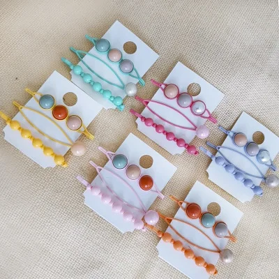 

3/4 pcs/Set Candy Color Imitation Pearl Hair Clip Sweet Cute Bobby Pin Barrettes Korea Geometric Hair Styling Accessories