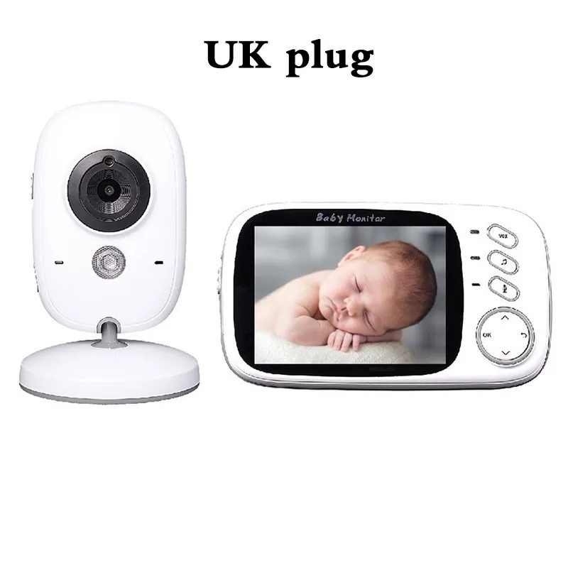UK plug Беспроводной цветной видеоняня 3,2 дюймов ЖК-дисплей 2 способ аудио разговора ночное видение камеры наблюдения безопасности сна няня - Цвет: UK plug