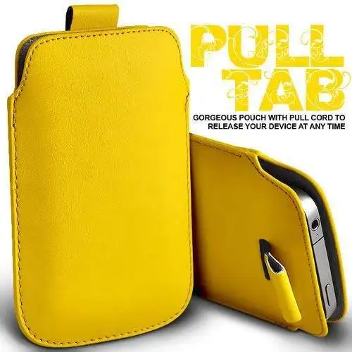 Tab Push& Pull из искусственной кожи чехол для Apple iPhone 4 4S 5C 5S Xiaomi 2S Ультратонкий чехол для телефона - Цвет: Цвет: желтый