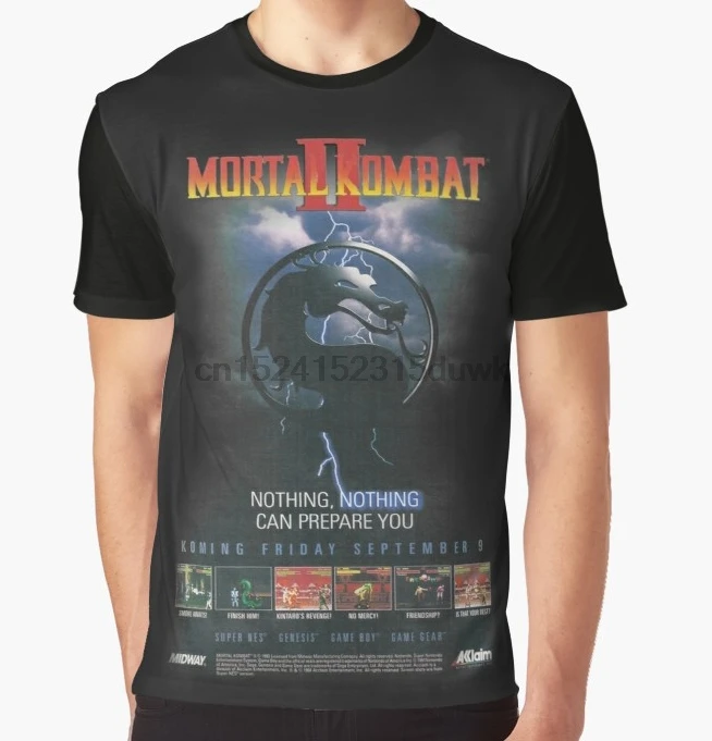 

All Over Print T-Shirt Men Funy tshirt VINTAGE Mortal Kombat II Short Sleeve O-Neck Graphic Tops Tee women t shirt