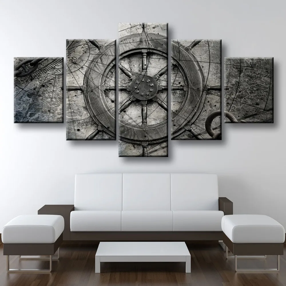 

5 Panel Free Shipping Modular HD Printed Painting VINTAGE NAUTICAL COLLAGE wall art Pictures for Living Room