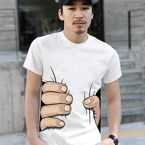 REYO Plus Size Men Summer 3D Printed O-Neck Short Sleeve T Shirt Top Blouse Cool S-3XL