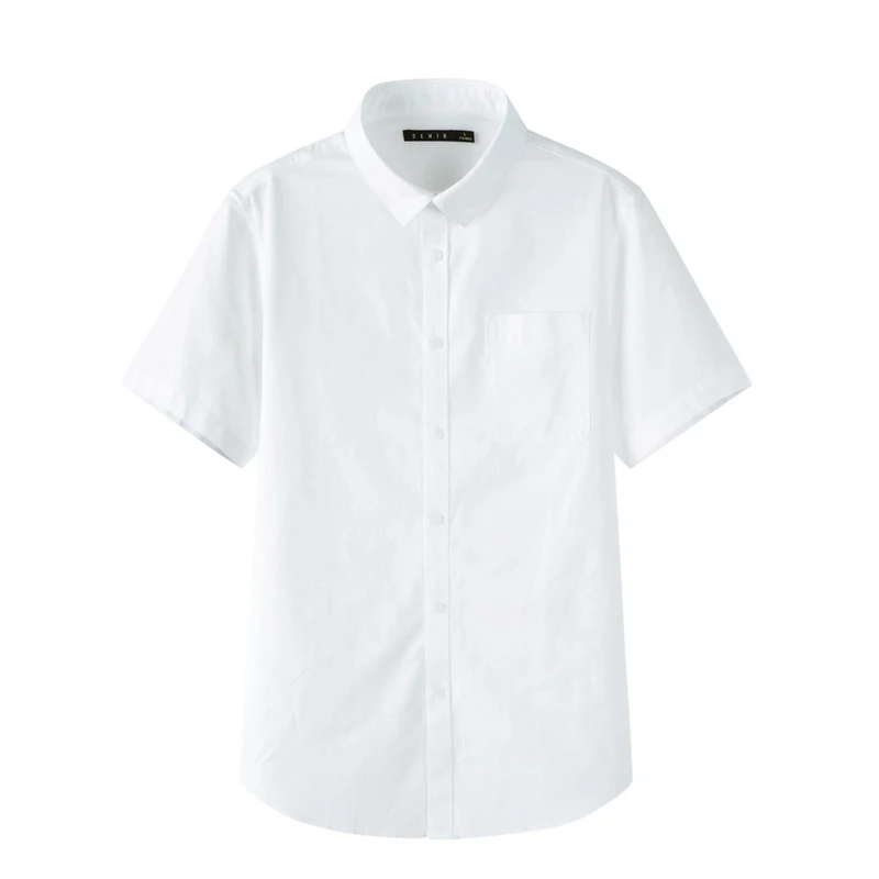 white SEMIR, Мужская Стандартная рубашка с коротким рукавом, мужская хлопковая рубашка с коротким рукавом, одноцветная мужская мода, весна-осень, топы, рубашки - Цвет: white