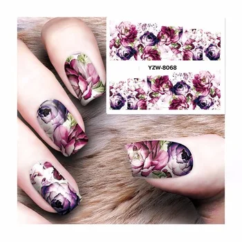 Nail Sticker Water Adhesive Foil Nail Art Decorations Tool Water Decals 3d Design Nail Sticker Makeup 8068