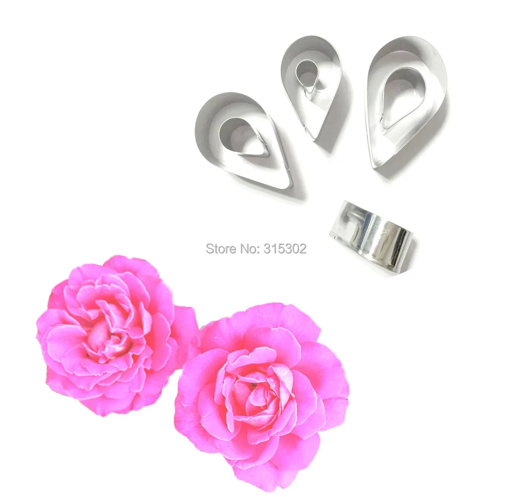 7pcs/lot Rose Flower Shape Metal Cake Decorating Tool Cookie Cutters Pastry Plunger Biscuit Mold