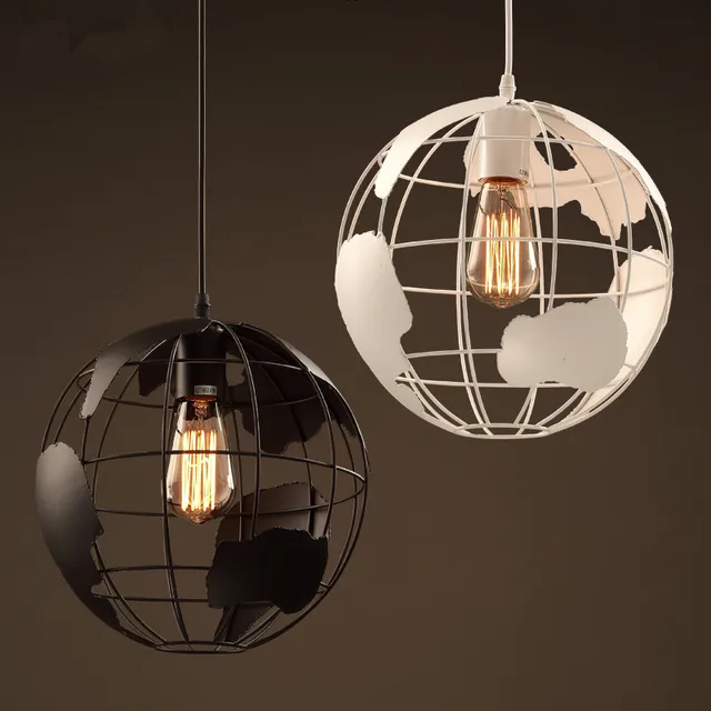 Vintage Modern Metal Globe Map Pendant Light Mini Iron Ball Vintage Modern Metal Globe Map Pendant Light Mini Iron Ball Hanging Lamp Fixture For Bar Counter