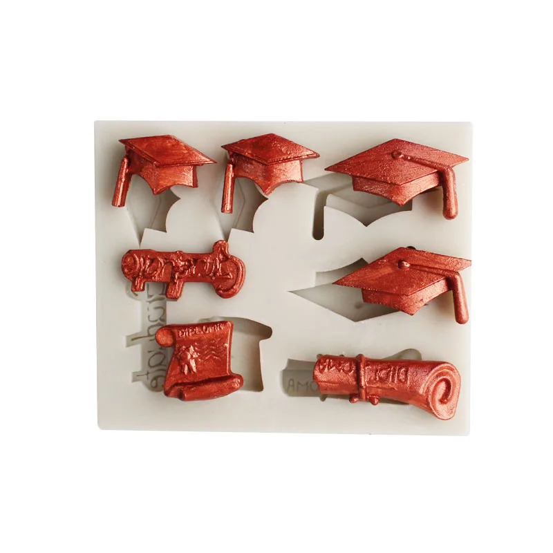 

1 Pc Graduation Doctor Hat Fondant Silicone Mould DIY Baking Tool Cake Decoration Scroll Certificate Sugar Mold L110