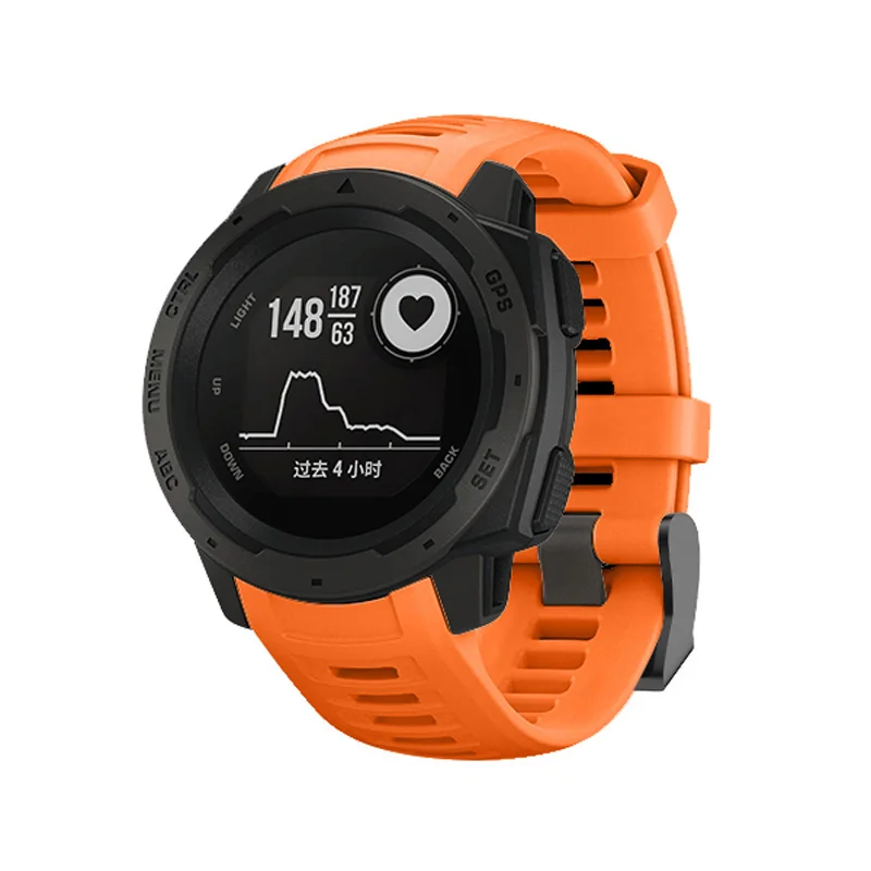 22 мм спортивные часы силиконовый браслет ремешок для Garmin Instinct WIF66 - Цвет: Оранжевый
