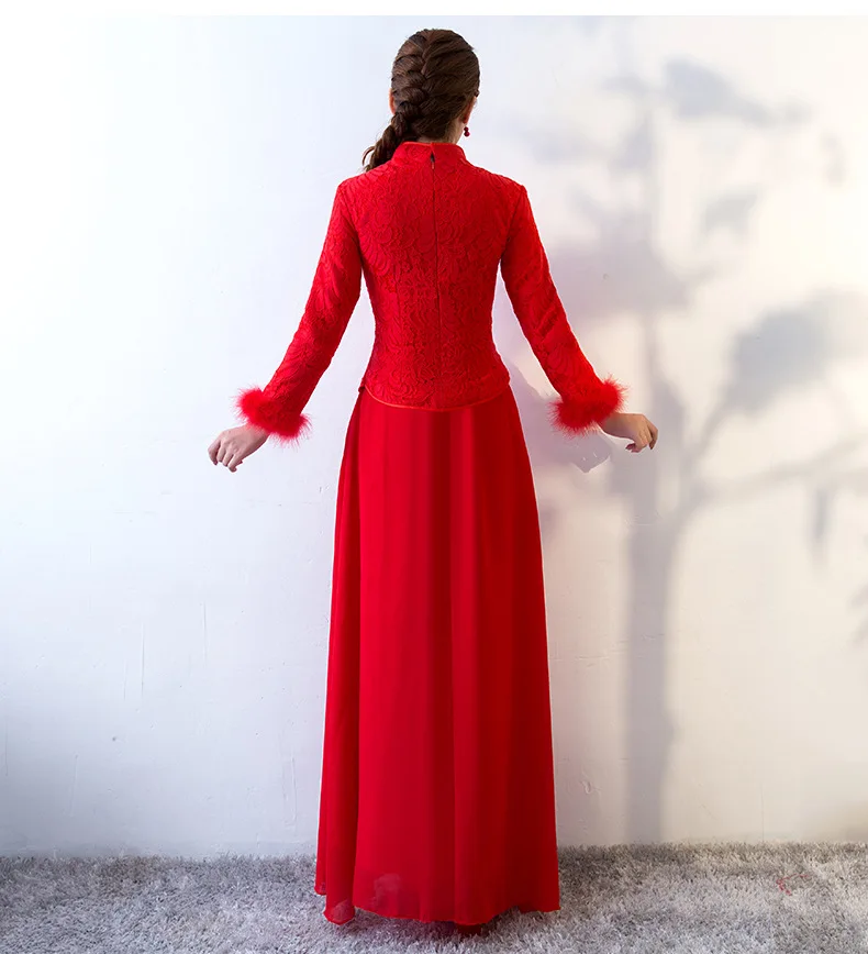Китайский традиционный свадебный платье Cheongsam Сексуальные Qipao красные восточные платья Vestido Chinees Jurkje