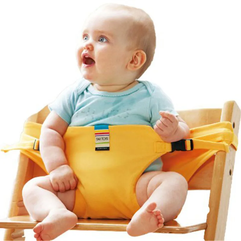 Детский стульчик для кормления портативный детский автокресла для малышей детский ремень безопасности для кормления высокий стул жгут столовый набор ремень - Цвет: yellow