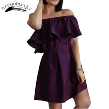 Ruffle Summer Dress Party Elegant Vestidos Dress Female 2017 Slash Neck Dresses For Women Sundress Beach Dress Women Vestido