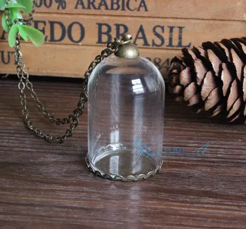 

10sets/lot 38mm opening 25mm clear tube glass globe pendant with antique bronze finding