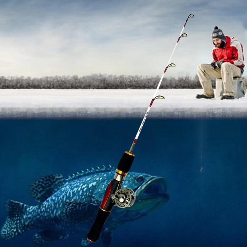 55 см новейшая удочка для подледной рыбалки, одноцветная Мини Удочка для зимней ловли щуки, окуня, удочка, трубчатый чехол