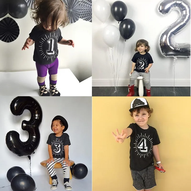 

2019 Summer Baby Boys Girl T shirt Letter Tops Baby Girls Birthday T-shirts Children Tees Kids Clothes For 1 2 3 4 Years