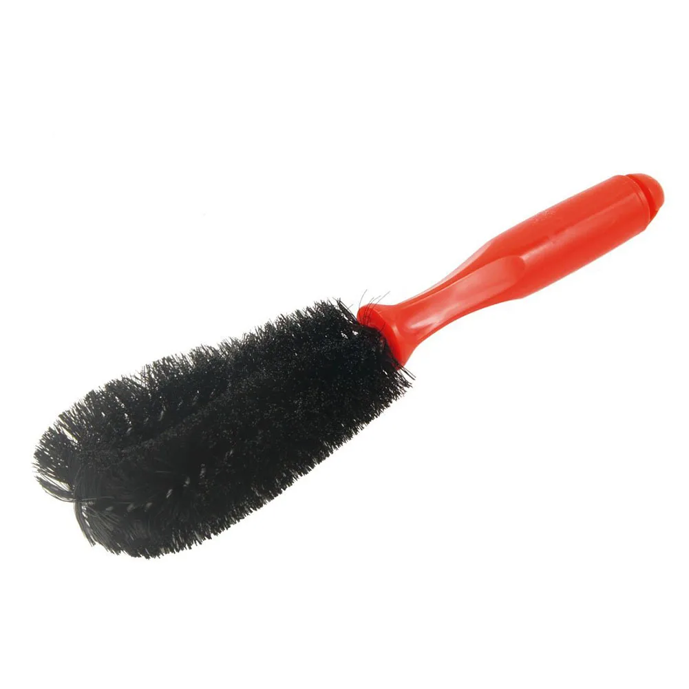 Multi Direction Motorcycle Car Wheel Spoke Brush Cleaner Black Red 10.7inchSponges, Cloths