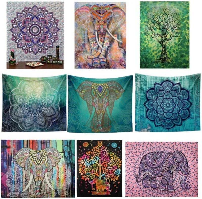 

Indian Mandala Tapestry Hippie Wall Multicolor Tapestries Beach Towels Pareo Summer Beach Blankets Bohe Yoga Mat Table Cloth