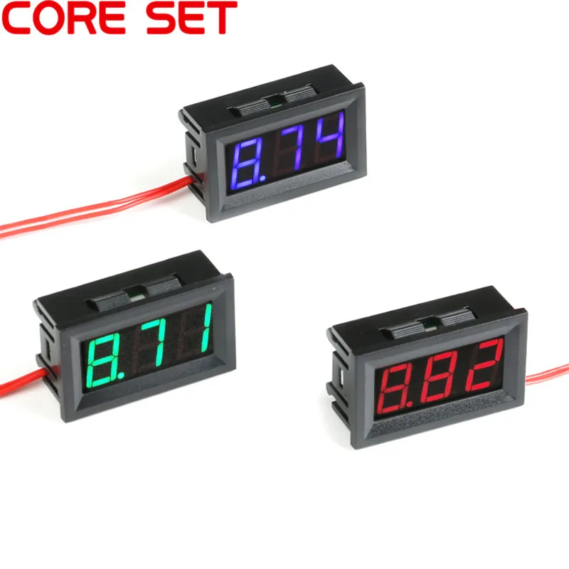 AC 30-500 В 0,5" дюймовый светодиодный цифровой вольтметр, инструмент, 2 провода, красный, зеленый, синий дисплей, 110 В, 220 В, 380 В, сделай сам