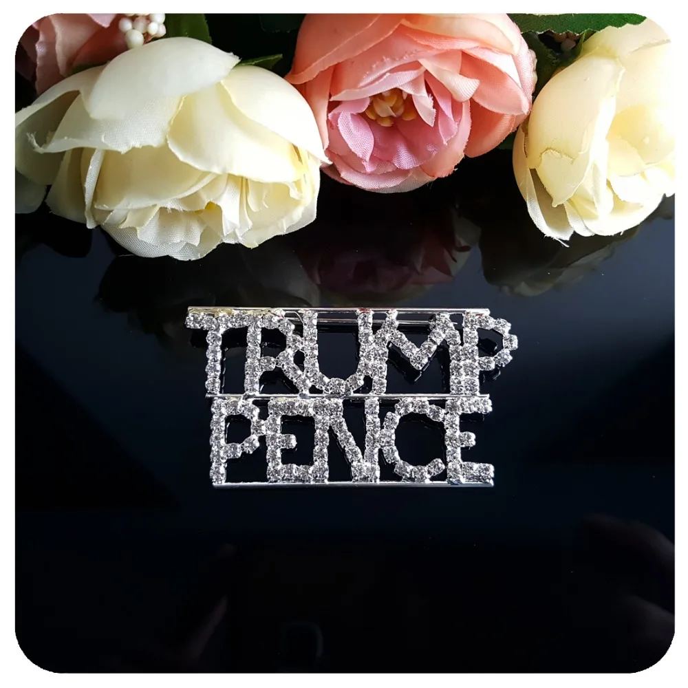 Grandbling уникальная пользовательская буква из стразов броши "Trump Pence" слова Pin