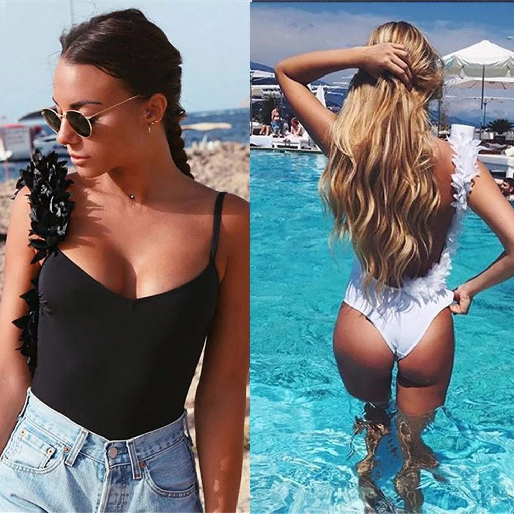 

Women Three-dimensional Flowers One-piece Swimsuit Backless Swimwear Jumpsuit Female Maillot Monokini Plavky Bather Suit Tankini