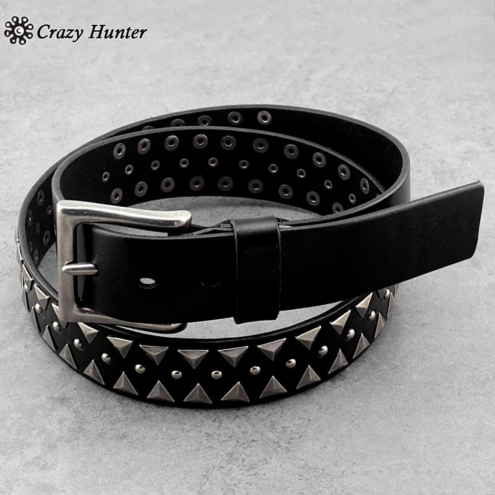 NEW Real Leather Studded Belt Biker Punk Gothic Rocker