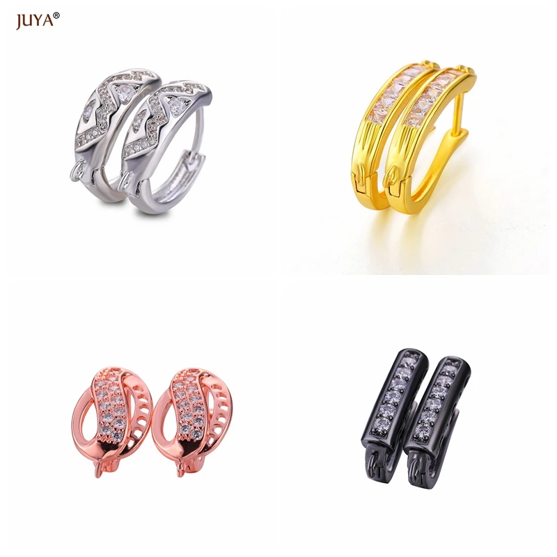Серьги кольца из меди и циркония 4 вида|diy findings|earrings accessories diyearring |