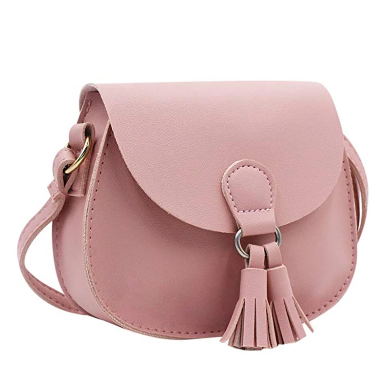 Cute Cat Tassel Shoulder Bag Small Mini Coin Purse Messenger Bag Crossbody Satchel For Kids Girls, Color D Pink(4.7x3.9