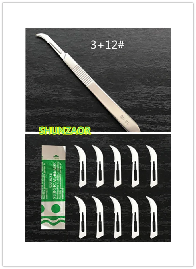 

12# Surgical Blades and 3# Stainless Steel Handle Surgical Scalpel with Replaceable Blades for Simulated skin incision training