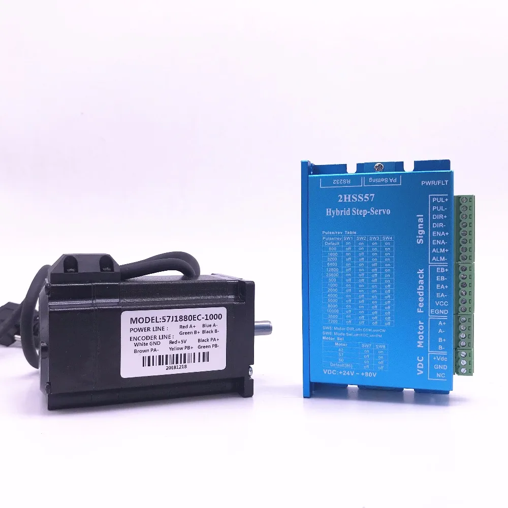 Шаговый двигатель Nema23 57J1880EC 1000 + 2HSS57 57 с замкнутым циклом 2.0N.m Nema 23 Hybird двухфазный