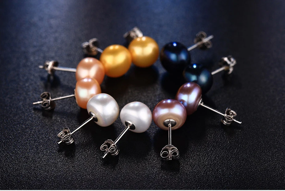 100% genuine freshwater white pearl earrings fashion jewelry silver stud earrings for women super deal with gift box 2021 new